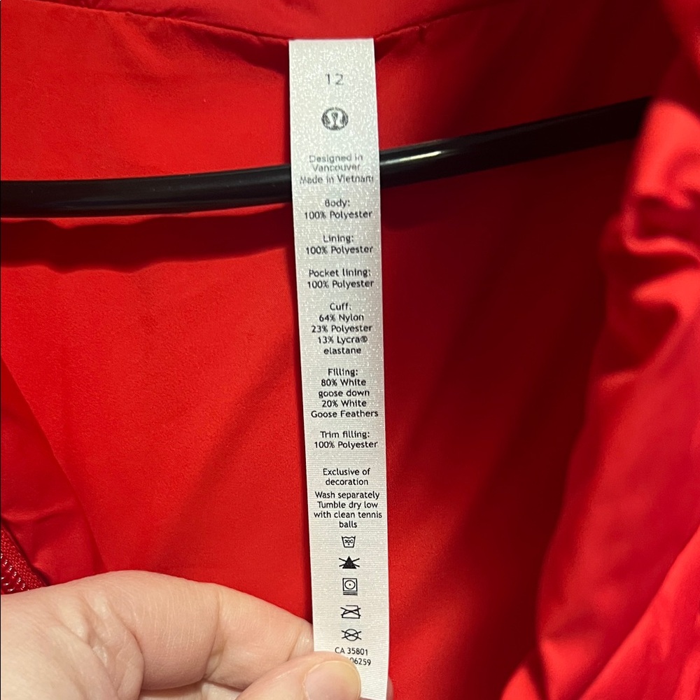 lululemon athletica Vibrant Red Long WunderPuff Coat - Picture 2 of 4